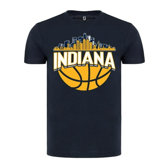 Game Garment Basketball Team Fan Sports Crewneck Short Sleeve Mens T Shirts - Basketball Graphic Tees Men - Indiana Skyline Navy XS-3XL