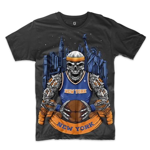 New York Basketball Team Skull Knick Men's T-Shirt