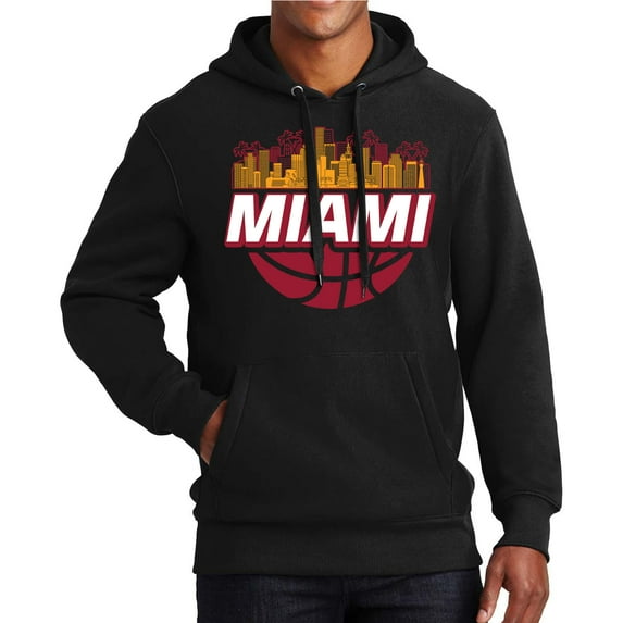 Game Garment Basketball Team Sports Fan Mens Hoodies Hooded Sweatshirt - Miami Skyline Hoodie Black XS-3XL