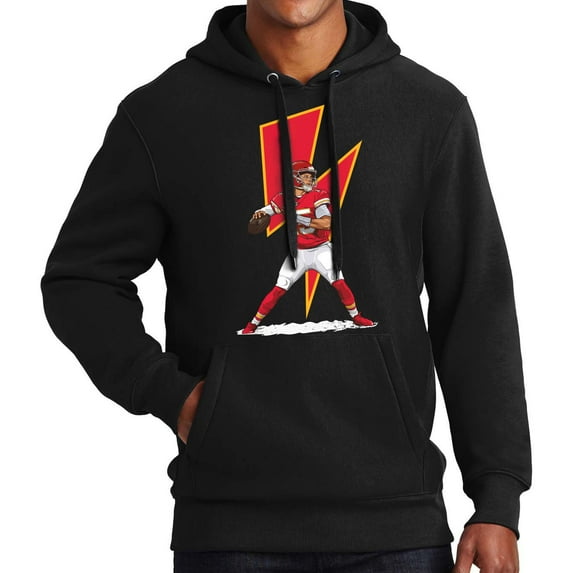 Game Garment Football Graphic Hoodies Kansas City Quarterback Throw Lightning Hooded Sweatshirt - QB#15 Hoodie Black XS-3XL