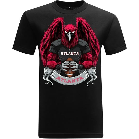 Game Garment Football Team Fan Sports Short Sleeve Crewneck Mens T-Shirts - Football Graphic Tees Men (Atlanta Black XS-3XL)