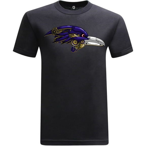 Game Garment Football Team Fan Sports Short Sleeve Crewneck Mens T-Shirts - Football Graphic Tees Men - Baltimore Steampunk Black XS-3XL