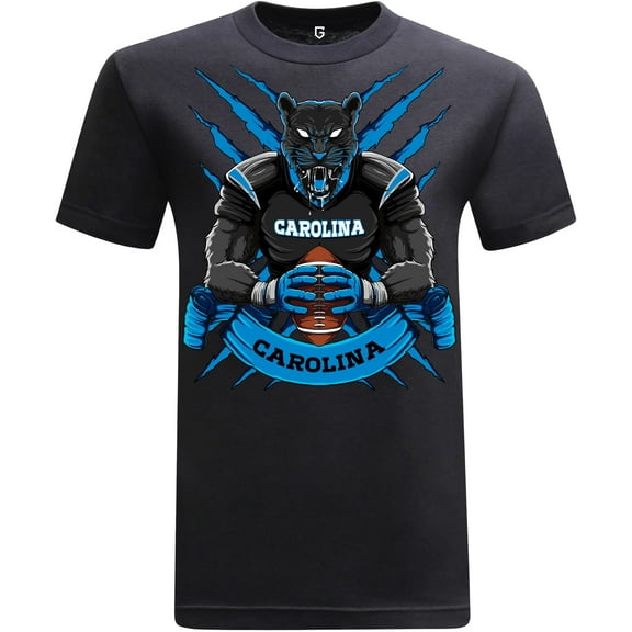 Game Garment Football Team Fan Sports Short Sleeve Crewneck Mens T-Shirts - Football Graphic Tees Men (Carolina Black XS-3XL)