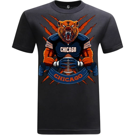 Game Garment Football Team Fan Sports Short Sleeve Crewneck Mens T-Shirts - Football Graphic Tees Men (Chicago Black XS-3XL)