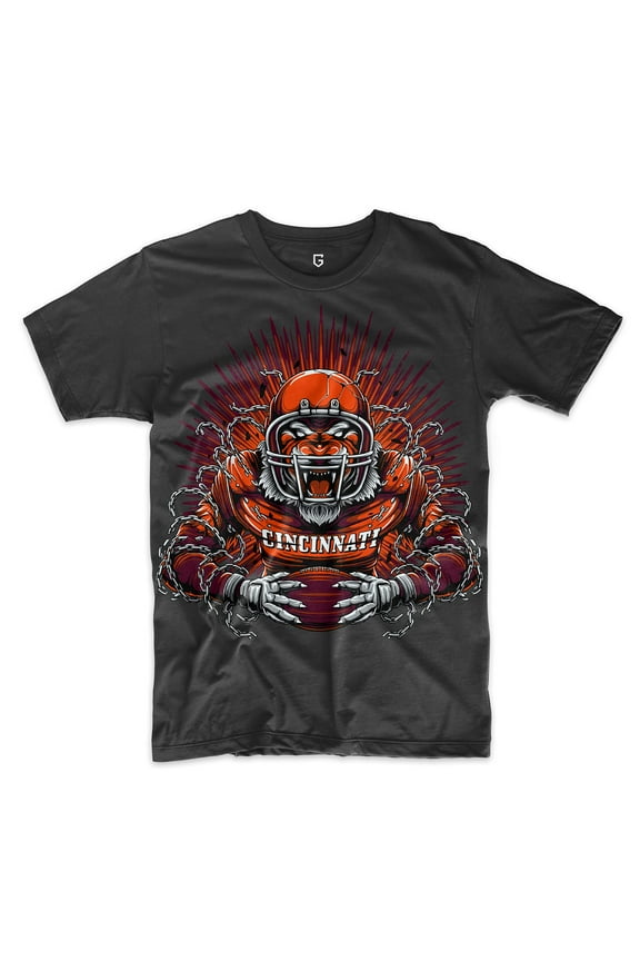 Football Team Fan Sports Short Sleeve Crewneck Mens T-Shirts - Football Graphic Tees Men (Cincinnati Black XS-3XL)