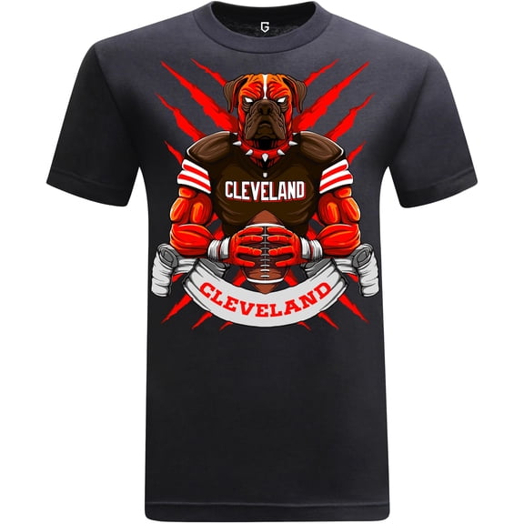 Game Garment Football Team Fan Sports Short Sleeve Crewneck Mens T-Shirts - Football Graphic Tees Men (Cleveland Black XS-3XL)