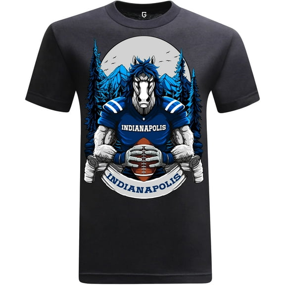 Game Garment Football Team Fan Sports Short Sleeve Crewneck Mens T-Shirts - Football Graphic Tees Men (Indianapolis Black XS-3XL)