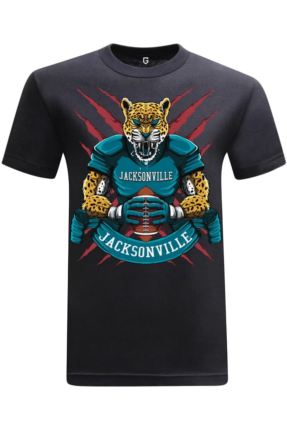 Football Team Fan Sports Short Sleeve Crewneck Mens T-Shirts - Football Graphic Tees Men (Jacksonville Black XS-3XL)