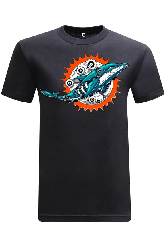 Football Team Fan Sports Short Sleeve Crewneck Mens T-Shirts - Football Graphic Tees Men - Miami Steampunk Black XS-3XL