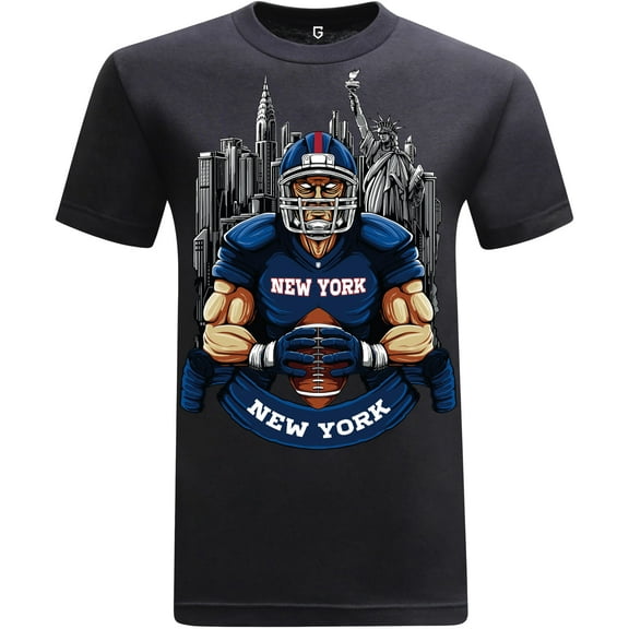 Game Garment Football Team Fan Sports Short Sleeve Crewneck Mens T-Shirts - Football Graphic Tees Men - New York Black XS-3XL