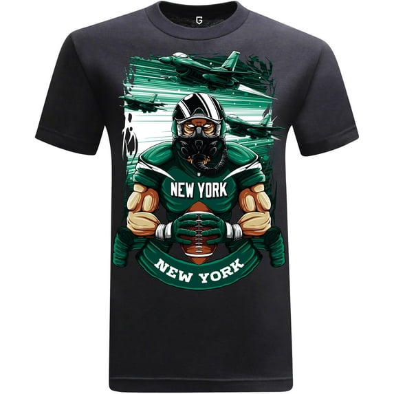 Game Garment Football Team Fan Sports Short Sleeve Crewneck Mens T-Shirts - Football Graphic Tees Men - New York Black XS-3XL