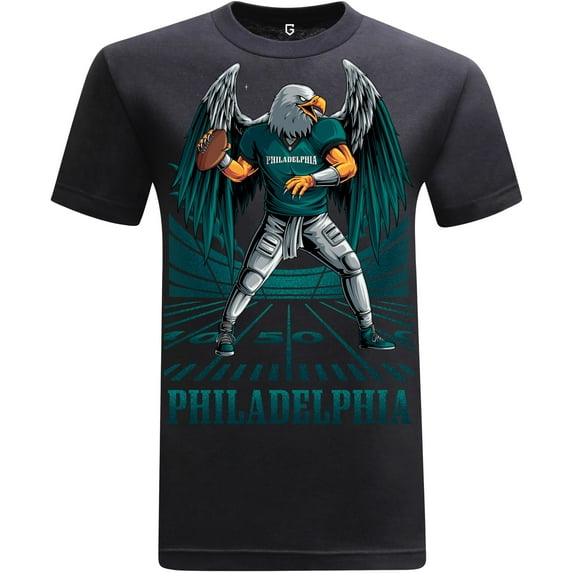 Game Garment Football Team Fan Sports Short Sleeve Crewneck Mens T-Shirts - Football Graphic Tees Men - Philadelphia Black XS-3XL