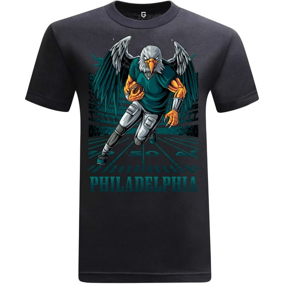 Game Garment Football Team Fan Sports Short Sleeve Crewneck Mens T-Shirts - Football Graphic Tees Men - Philadelphia Black XS-3XL