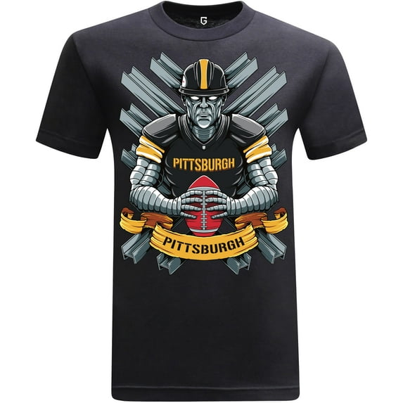 Game Garment Football Team Fan Sports Short Sleeve Crewneck Mens T-Shirts - Football Graphic Tees Men - Pittsburgh Black XS-3XL
