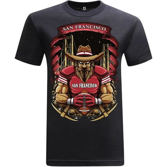 Game Garment Football Team Fan Sports Short Sleeve Crewneck Mens T-Shirts - Football Graphic Tees Men - San Francisco Black XS-3XL