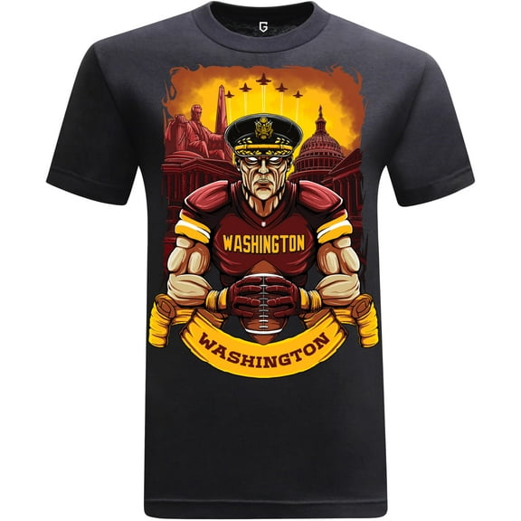 Game Garment Football Team Fan Sports Short Sleeve Crewneck Mens T-Shirts - Football Graphic Tees Men - Washington Black XS-3XL