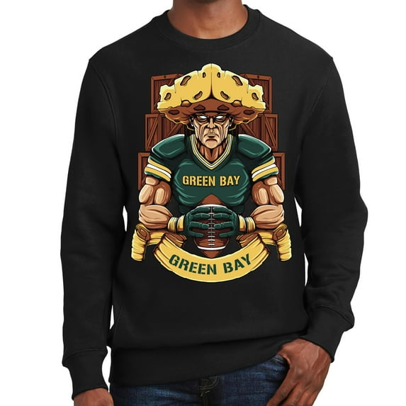 Game Garment Football Team Sports Fan Mens Graphic Sweatshirts - Green Bay Sweatshirt Black XS-3XL