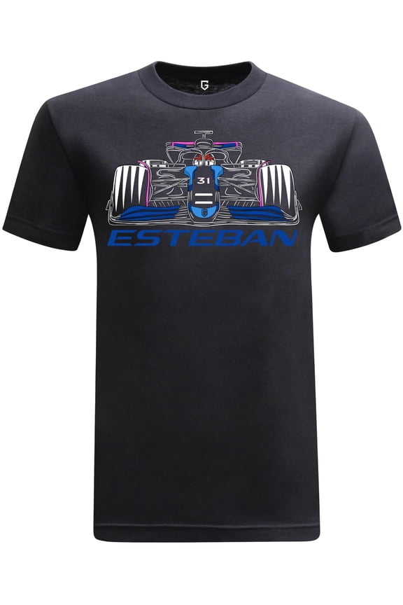 Formula Racing Driver Fuel Race Car Sports Fan Graphic T-Shirt - Esteban Black XS-3XL