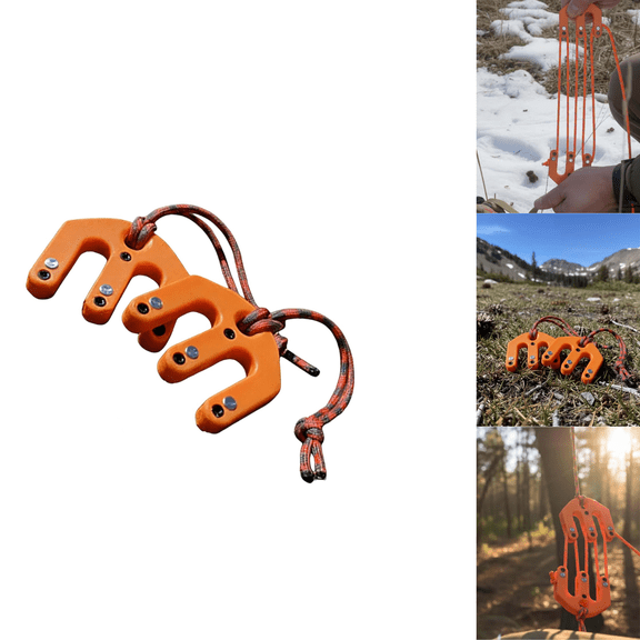 Game & Gear Hoist Block and Tackle System, Compact Game Lifting Tool, Portable Nylon Block and Tackle Pulley System, Ultralight Hoist Pulley System for Backcountry Hunting 2pcs Saffron