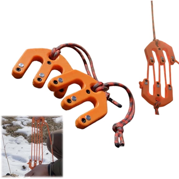 Game & Gear Hoist Block and Tackle System, Lightweight Hunting Game Hoist, Durable Nylon Block and Tackle Pulley System, Portable Hoist Pulley System for Backcountry Hunting 2pcs Saffron