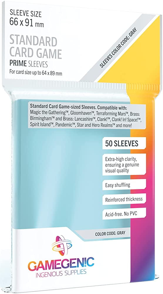 Game Genic GG1048 DP - Prime Standard Card Came Sleeves, Grey - Pack of 50  - Walmart.com