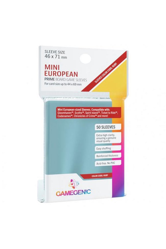 Game Genic GG1050 DP - Prime Mini European Sleeves, Ruby - Pack of 50
