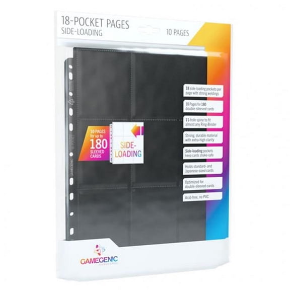Gamegenic - Black Sideloading 18-Pocket Pages (10 Pack)