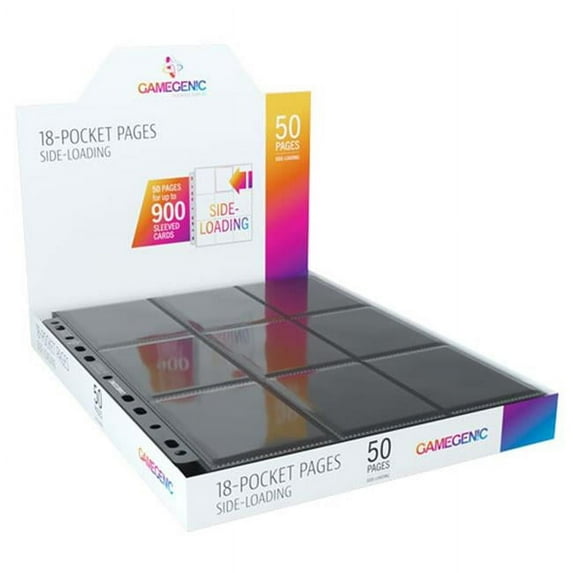 Game Genic GG3002 Sideloading 18-Pocket Pages Pack, Black - Pack of 50