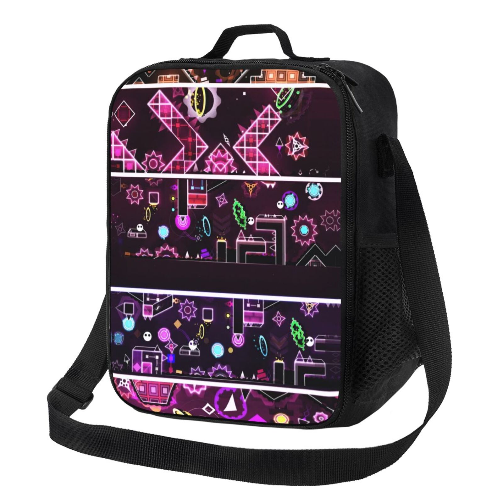 Game Geometry Dash Lunch Bag Reusable Lunch Box Gamer Portable Shoulder ...