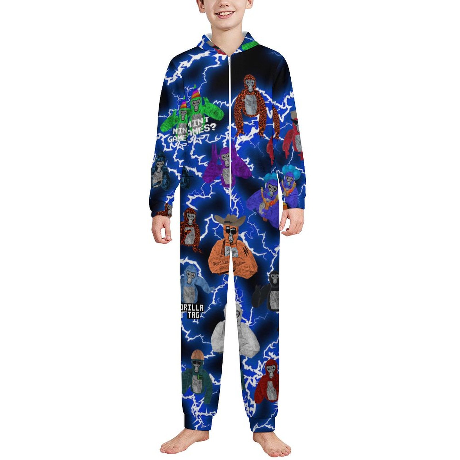 Game Gorilla Tag Game Gorilla Tag Kids Hooded Jumpsuit Pajamas One