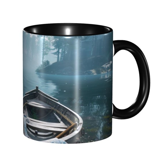 Game Graphics Lake Coffee Mug Fun Custom Ceramic Mugs 11oz Black