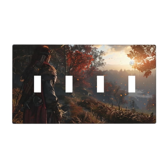 Game Graphics Switch Cover Decorative Wall Plate / 4-Gang 4-Toggle / Standard Size 4.5x8 in