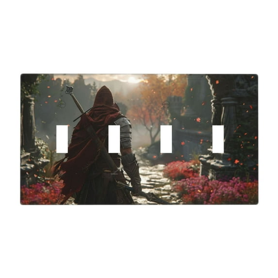 Game Graphics Switch Cover Decorative Wall Plate / 4-Gang 4-Toggle / Standard Size 4.5x8 in