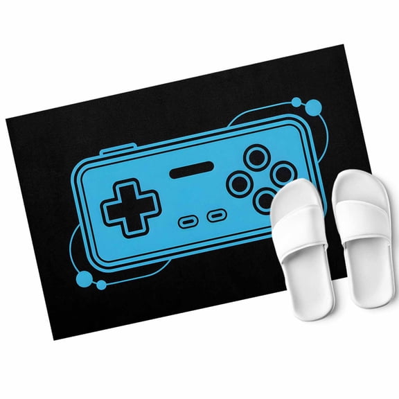 Game Handle Door Mat Retro Blue Cartoon Game Console Non Slip Absorbent Entrance Mat Washable Low Profile Indoor Doormat for Front Door Entryway Entry 16"x24"