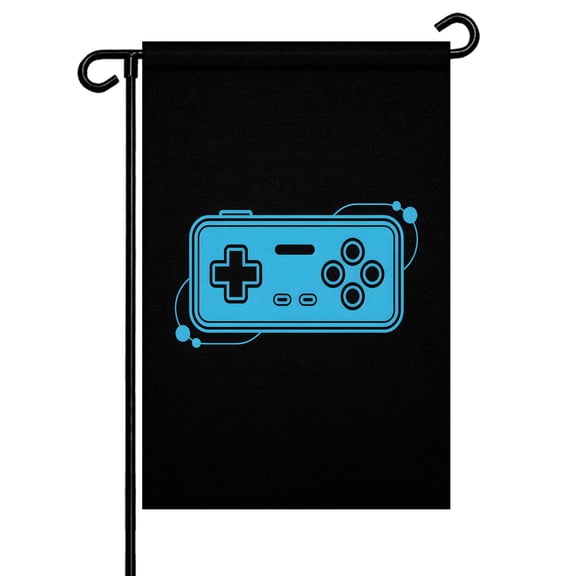 Game Handle Garden Flag 12x18 Inch Retro Blue Cartoon Game Console Double Sided Small Decorative Garden Flags for Outside, Outdoor Yard Porch Lawn Decoration