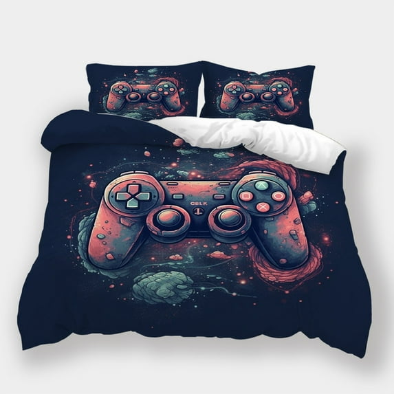 Game Handle Printed Comforter Cover Pillowcase Gamer Bedroom Decor Luxury Home Bedclothes,King (90"x104")
