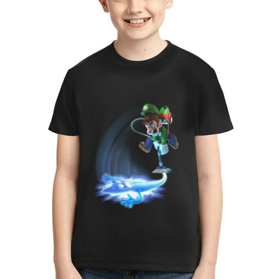 Game Horror Luigi's Mansion Teen T Shirts Unisex Crewneck Short Sleeve T-Shirt Tees Top For Boys Girls Youth Kids X-Large