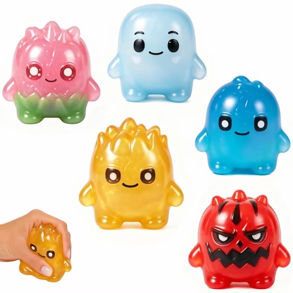 Game Inspired Sprite Squeeze Toys, 3.15 Inch Kawaii Jelly Texture Game Character Stress Relief Squeeze Ball, Mini Multi Color Figurine Collectables for Game Lovers and Fans (C)