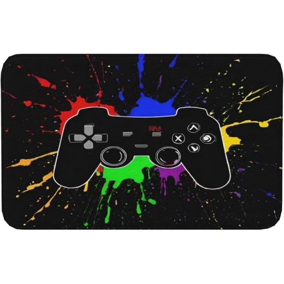Game Joystick Bath Mat Non-Slip Soft Microfiber Bathroom Rugs Washable Bathmat, Carpet Rug Entryway Gaming Gamepad Decor for Tub Shower Room Floor