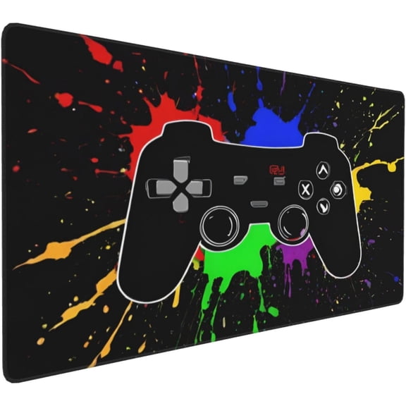 Game Joystick Pattern Mouse Pads XXL Extended Mousepad with Stitched Edges Non-Slip Rubber Base Computer Keyboard Pad Desk Mat for Home Office Desk Decor, 35.4" X 15.7"