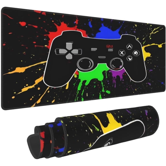 Game Joystick XL Large Mouse Pad with Stitched Edges Long Non-Slip Rubber Base Mousepad Gaming Theme Laptop Keyboard Mat Desk Pad for Office Home Desk Decor, 31.5" X 11.8"