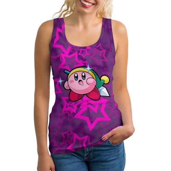 Game Kirby Tank Tops Womens Summer Sleeveless Tee Casual Running Workout Sport Vest, Women'sTank Top Sleeveless, Ladies Round Neck Tops