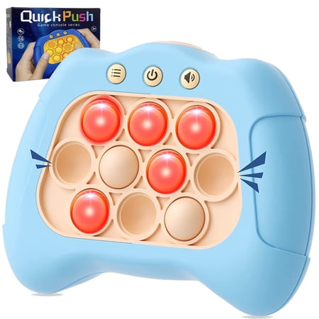 Game Light Up Fidget Toys, Light Up Pop Pro Game, Light Up Fidget Popper, Fidget Push Pop Game, Quick Push Pop Game Console, Light Up Fidget Game, Sensory Toys for Kids Adult-Blue