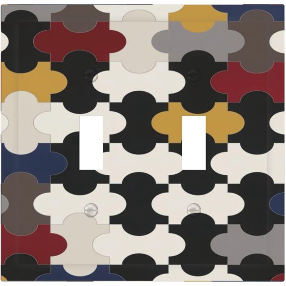 Game Light Switch Cover Pretty Wall Plate 2 Gang Double Toggle Jigsaw Puzzle Decorative Outlet Covers Electrical Faceplate Switch Plates For Bathroom Kitchen Home