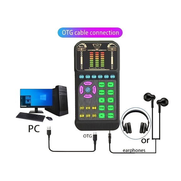 Game Live/Voice Chat/Video Production Voice Dubbing/Accompaniment for Android Mac Universal Sound Card. Can Link Computer, Phone, Microphone