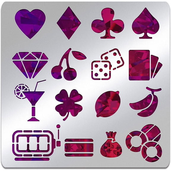 Game Machine Element Metal Stencil 6x6 inch Reusable Playing Card Painting Template for Wood Burning JournalingDIY