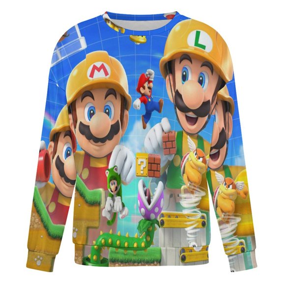 Game Mario Bros Luigi Unisex Pullover Sweater Fashion Hoodies Round Neck Sweatshirts for Mens And Womens