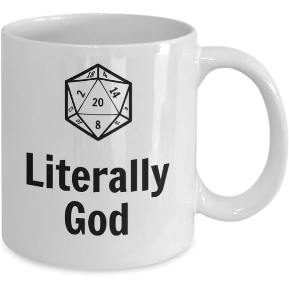 Game Master Mug Literally God D20 Coffee Cup 11oz Dungeon Master Pathfinder D&D Dungeons and Dragons Novelty
