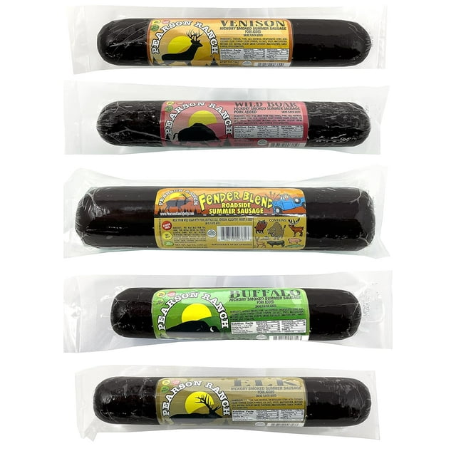 Game Meat Summer Sausage Variety Pack of 5 Elk, Buffalo Wild Boar ...