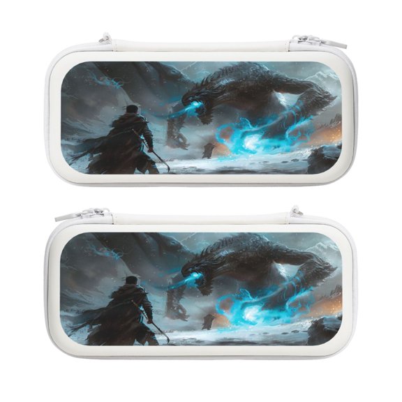 Game Monster, Carrying Case For Nintendo Switch & OLED Version, Eva Lightweight Shockproof Protective Pouch Case for Game Console & Accessories with 10 Game Card Slot & Wristband, White